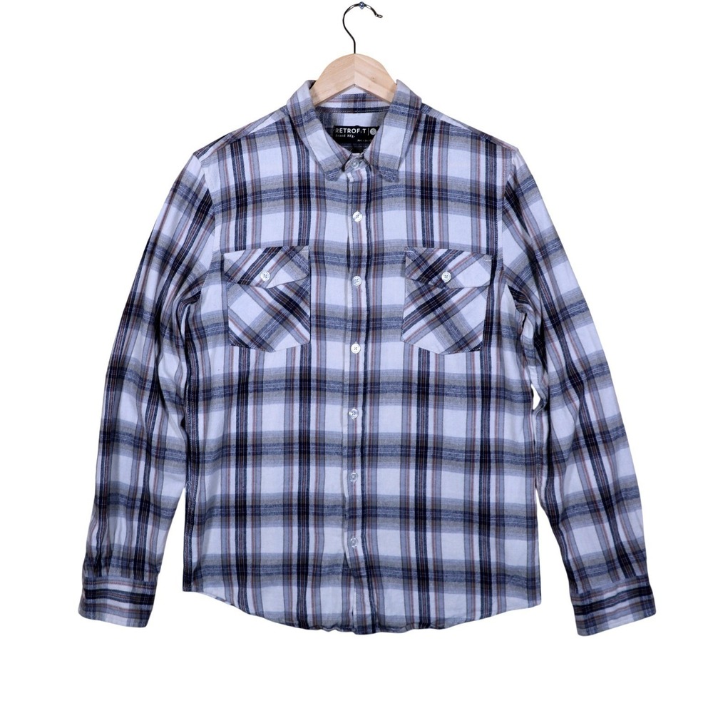RETROFIT BRAND MFG Mens‎ Plaid Long Sleeve Button Up Shirt Size S